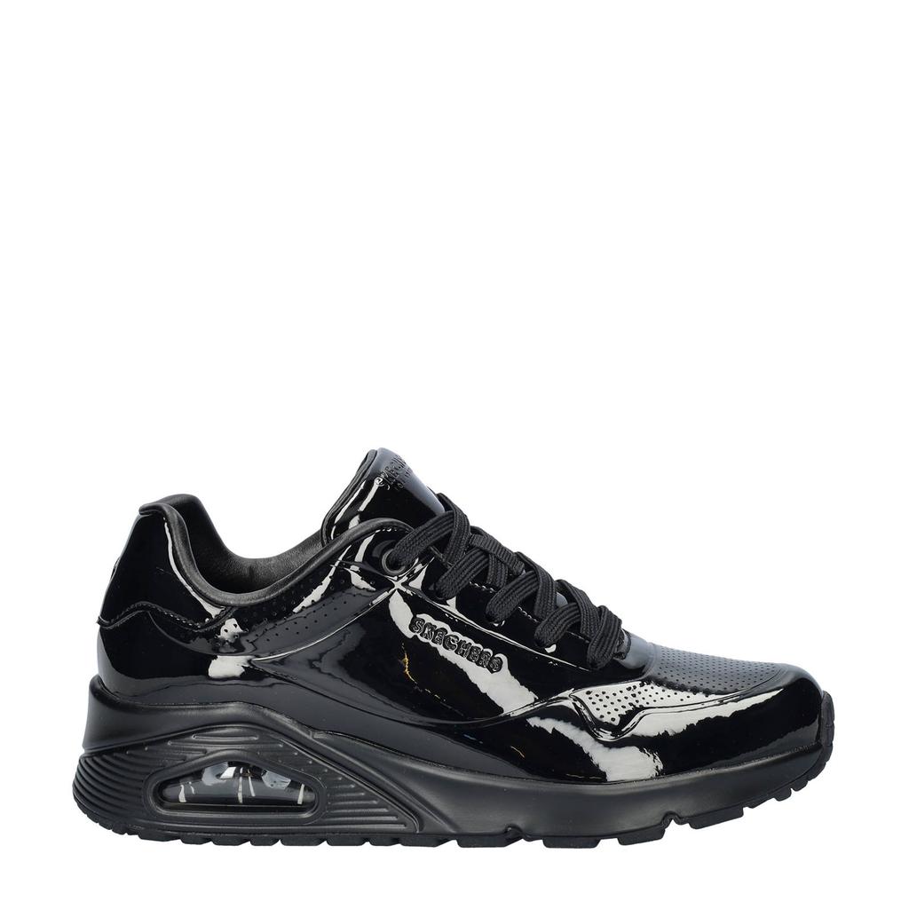 Zwarte dames Skechers sneakers van imitatieleer met veters