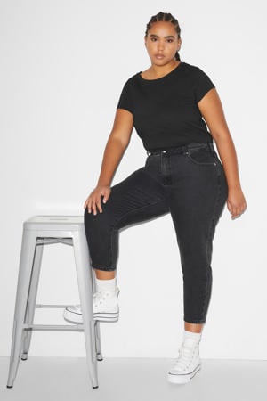 high waist regular fit jeans zwart