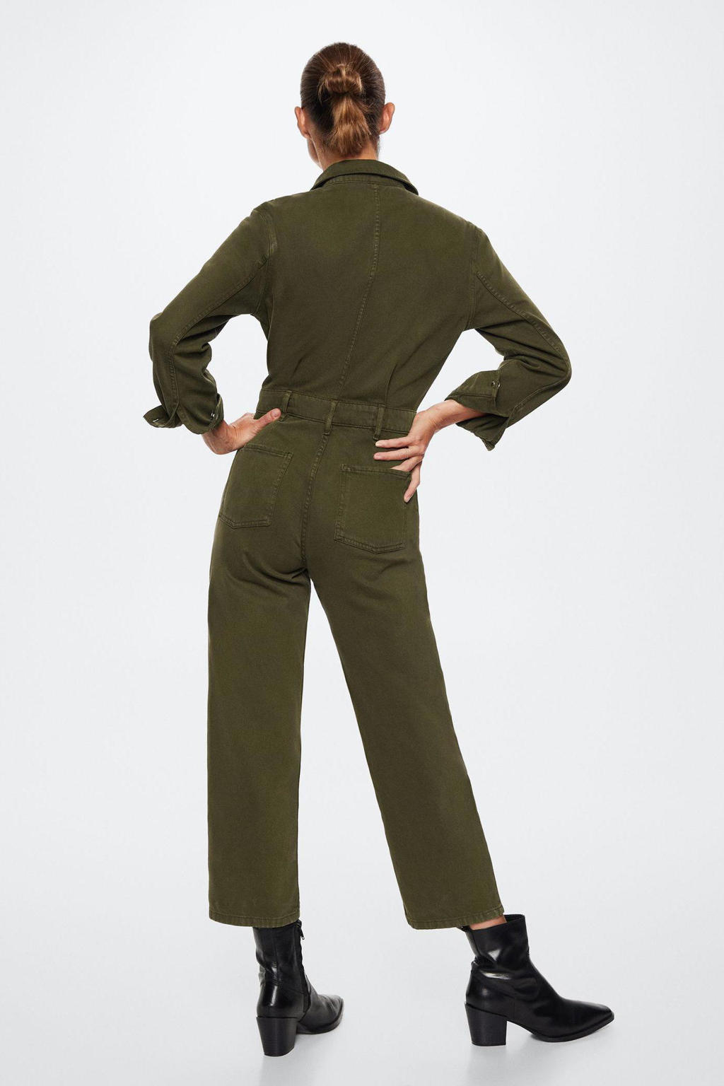 Mango denim jumpsuit nonstretch kakigroen wehkamp
