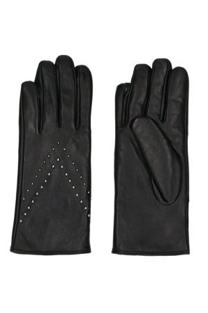 leren handschoenen met studs zwart
