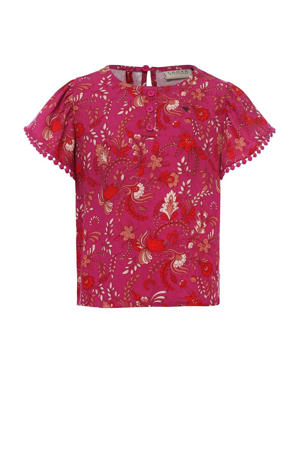 gebloemde  top roze