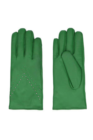 leren handschoenen met studs groen