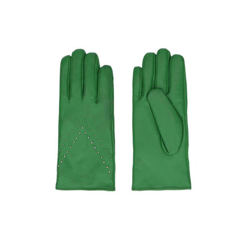Sacha leren handschoenen met studs groen