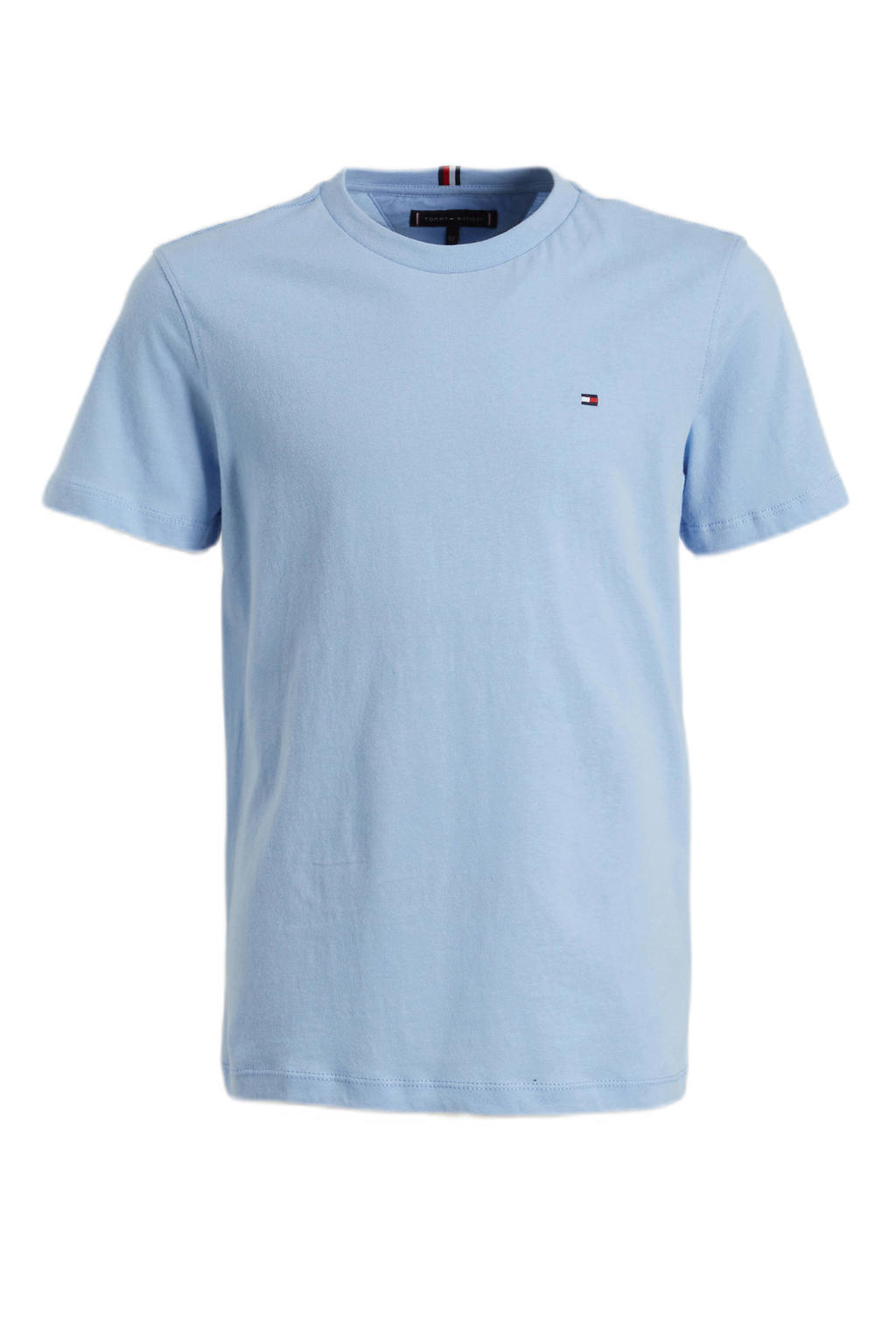Blauwe jongens Tommy Hilfiger T-shirt van biologisch katoen met korte mouwen en ronde hals