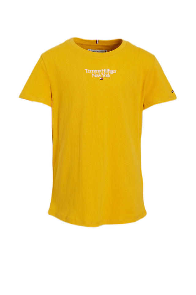 Tommy Hilfiger T-shirt van katoen geel wehkamp
