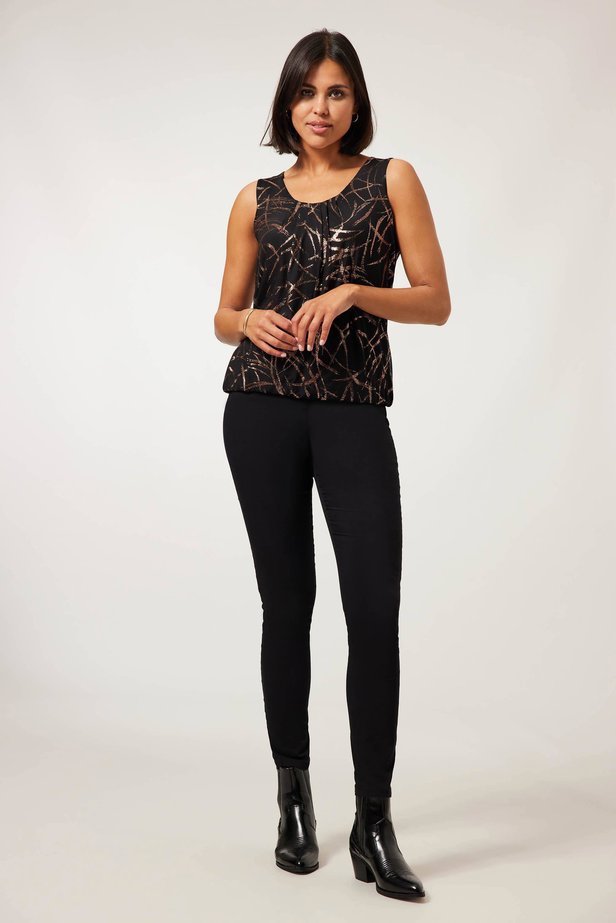 Miss Etam top Anki met all over print en glitters zwart/goud | wehkamp