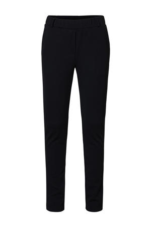straight fit pantalon Janis met textuur zwart