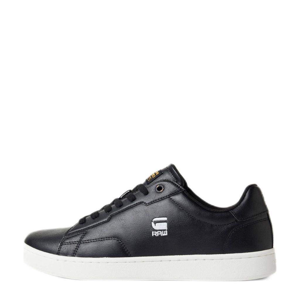 Zwarte heren G-STAR Cadet Lea M leren sneakers met veters en logo
