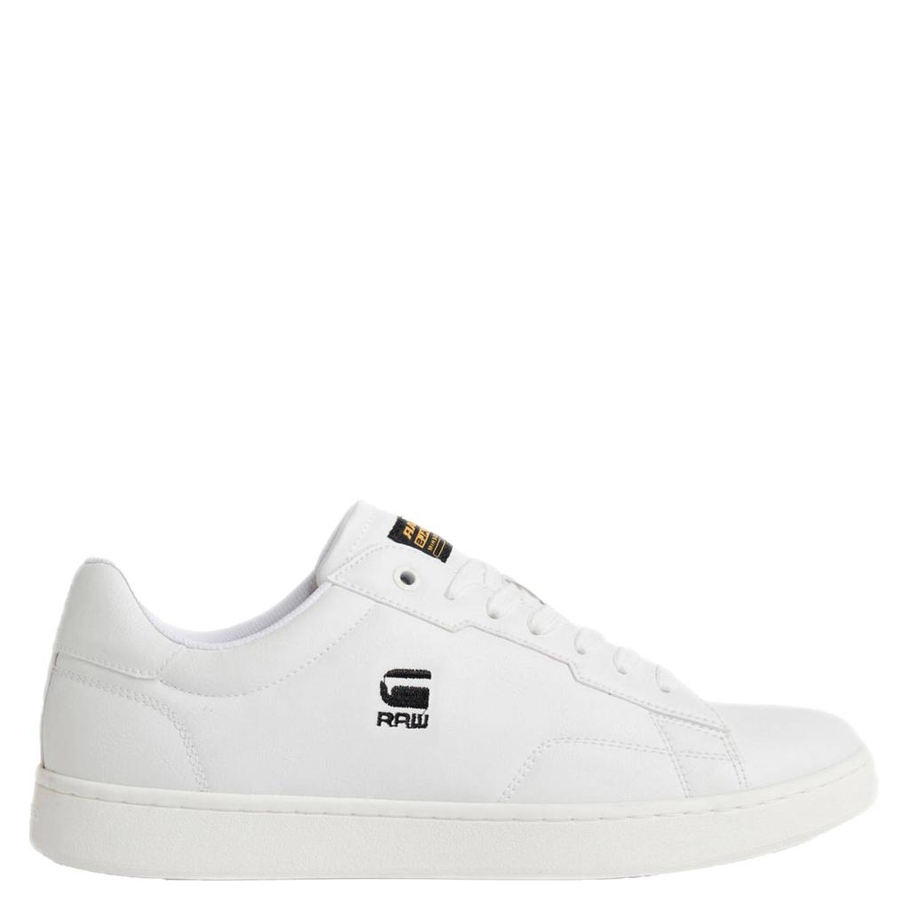 Witte heren G-STAR Cadet Lea M leren sneakers met veters
