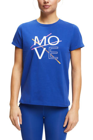 sport T-shirt blauw/wit
