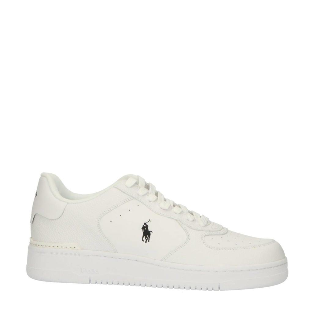 Witte heren Polo Ralph Lauren Master Court PP leren sneakers van 89% leer/11% polyurethaan met veters
