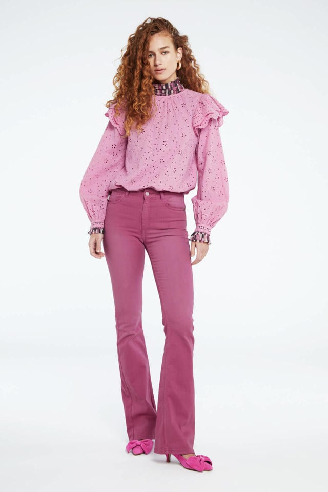 inflatie veld Oven Fabienne Chapot high waist flared jeans Eva roze | wehkamp