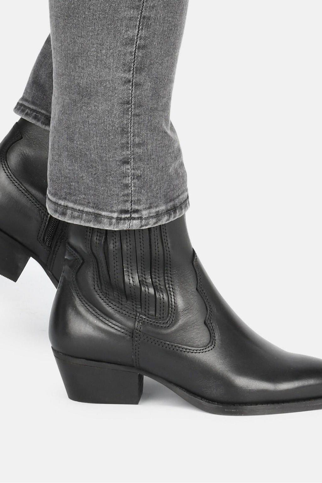 Only Zwarte Leren Rits Enkellaarzen Black Dames Only Zwarte Leren Rits Enkellaarzen Black Dames