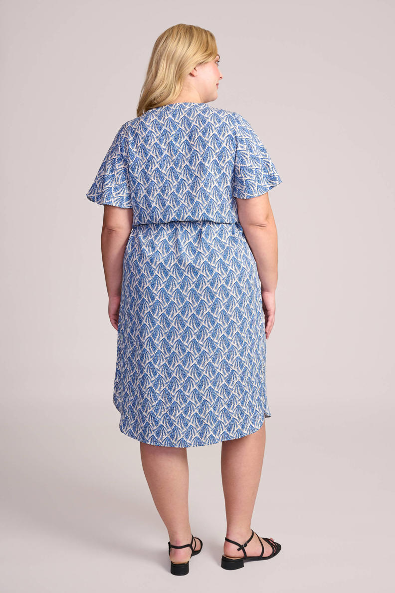 Exxcellent Alijn jurk Stevie met all over print offwhite/helderblauw wehkamp