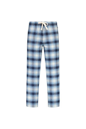 geruite flanellen pyjamabroek Labello blauw/wit