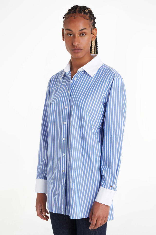 Stewart Island focus Reserve Tommy Hilfiger gestreepte blouse lichtblauw/wit | wehkamp