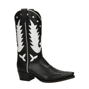 leren cowboylaarzen zwart/wit