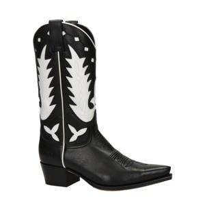 leren cowboylaarzen zwart/wit