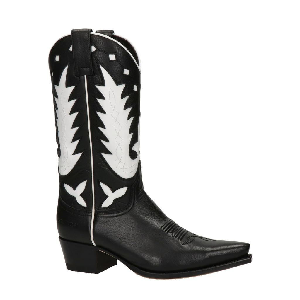 Zwart en witte dames Sendra leren cowboylaarzen