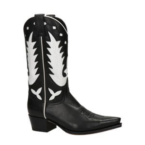 leren cowboylaarzen zwart/wit