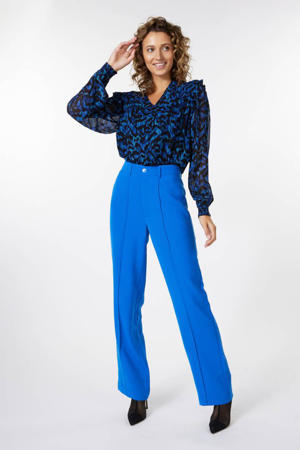 high waist straight fit pantalon City kobaltblauw