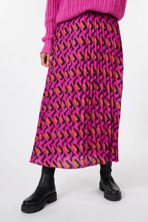 rok met grafische print roze/oranje/zwart