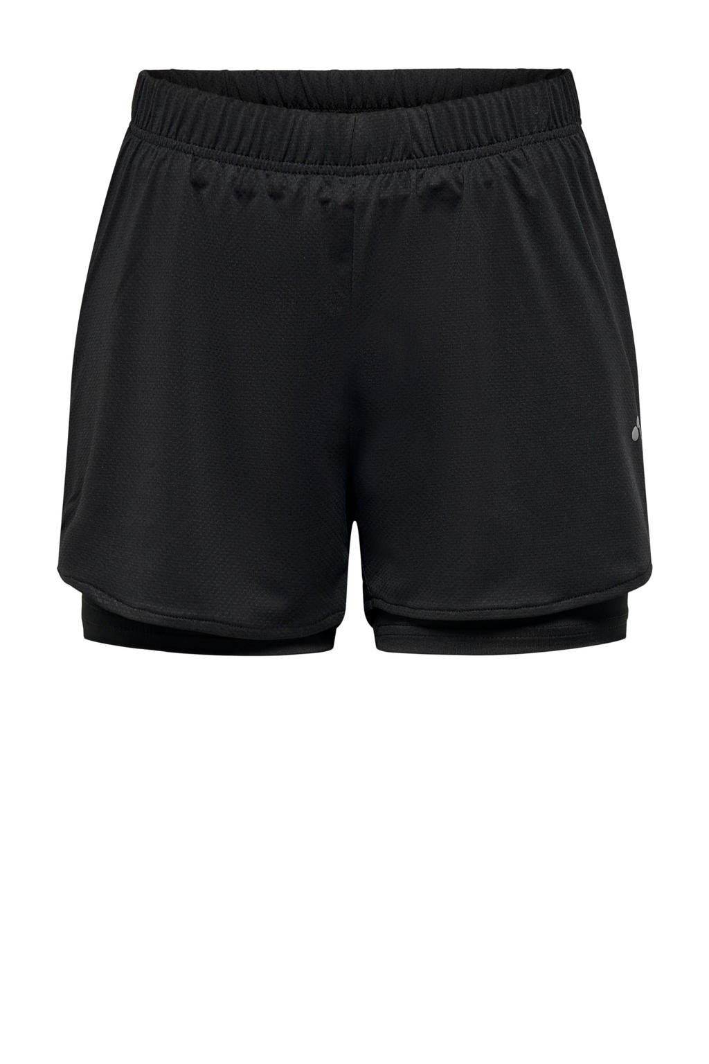 Zwarte dames ONLY PLAY sportshort met slim fit, regular waist, elastische tailleband en effen