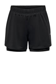 thumbnail: Zwarte dames ONLY PLAY sportshort met slim fit, regular waist, elastische tailleband en effen