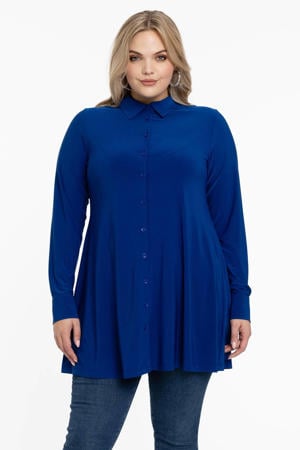 blouse DOLCE van travelstof blauw