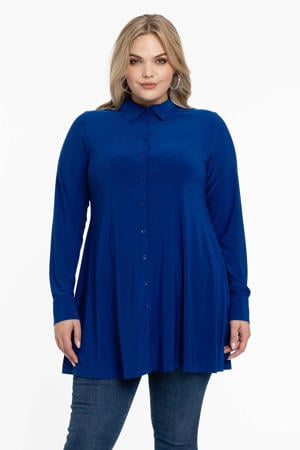 blouse DOLCE van travelstof blauw