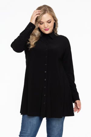 blouse van travelstof zwart