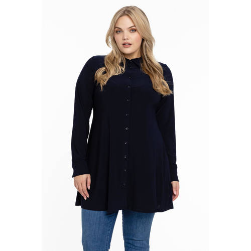 YOEK blouse DOLCE van travelstof donkerblauw afbeelding