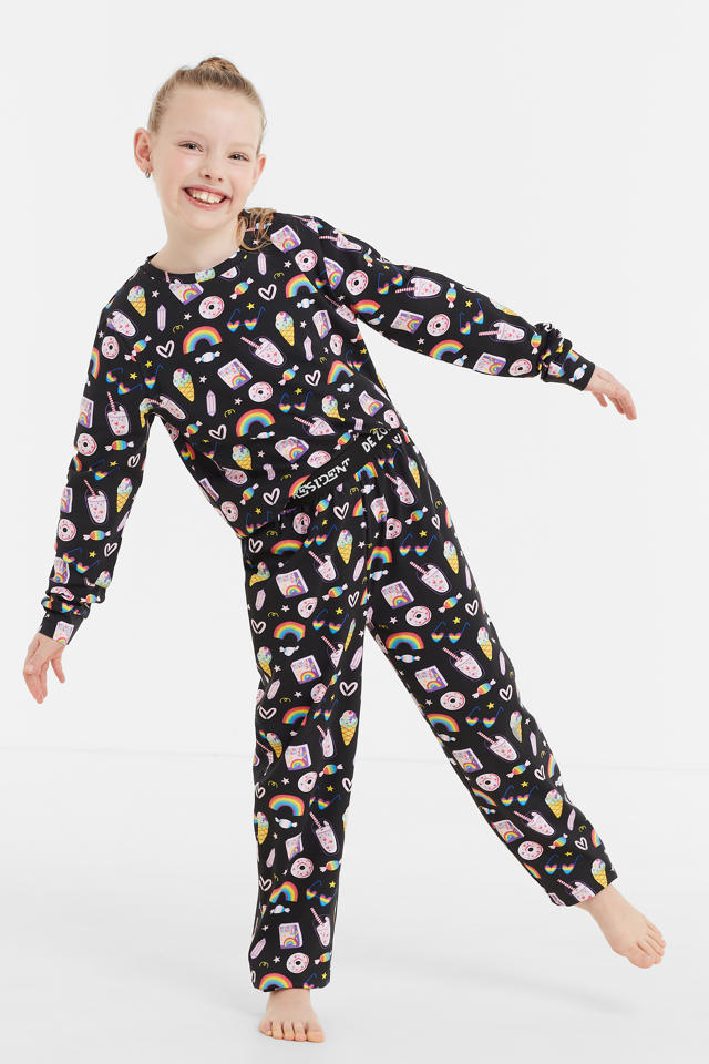 Respectievelijk Monumentaal Omgeving De Zoete Zusjes X 4President pyjama met snoep & ijsjes print zwart/multi |  wehkamp