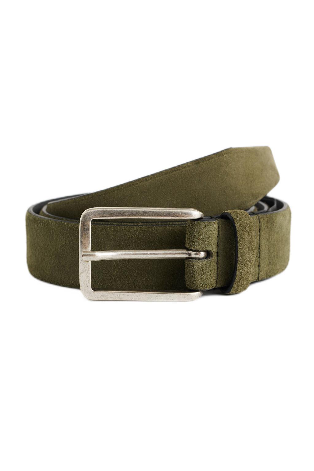 WE Fashion suède riem Steven olijfgroen
