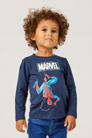 thumbnail: Donkerblauwe jongens NAME IT MINI Spider-Man longsleeve van stretchkatoen met printopdruk, lange mouwen en ronde hals