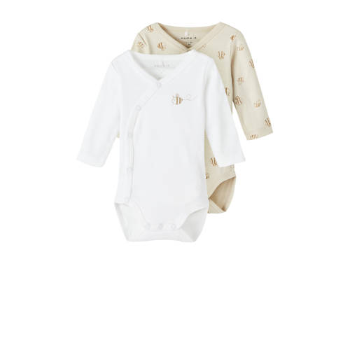 NAME IT BABY romper NBNBODY - set van 2 ecru/wit afbeelding