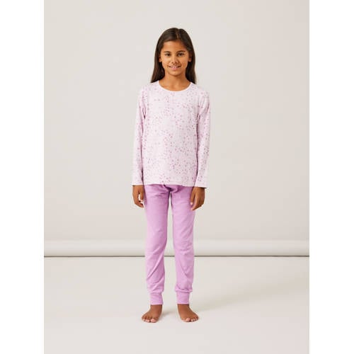 NAME IT KIDS pyjama NKFNIGHTSET met bloemendessin lichtroze/roze