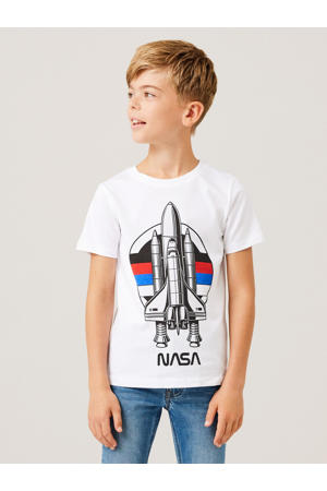 T-shirt NKMNOBERT NASA met printopdruk wit