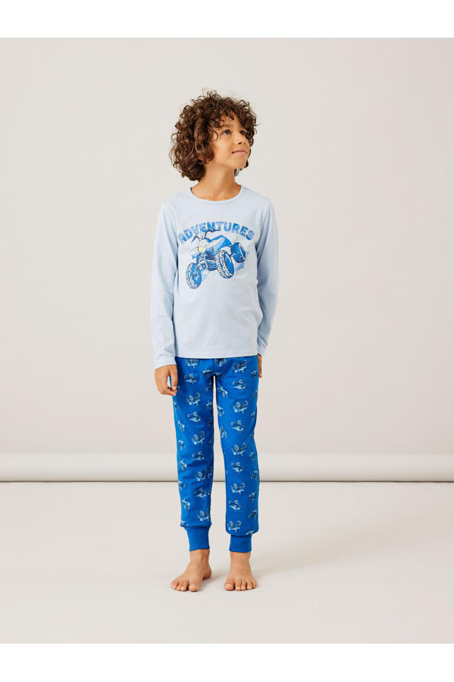 NAME KIDS pyjama NKMNIGHTSET met printopdruk blauw/lichtblauw | wehkamp