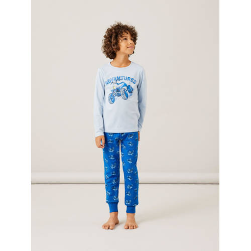 NAME IT KIDS pyjama NKMNIGHTSET met printopdruk blauw/lichtblauw
