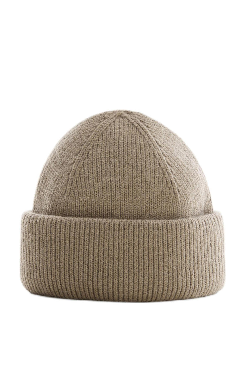 Mango Man ribgebreide muts beige