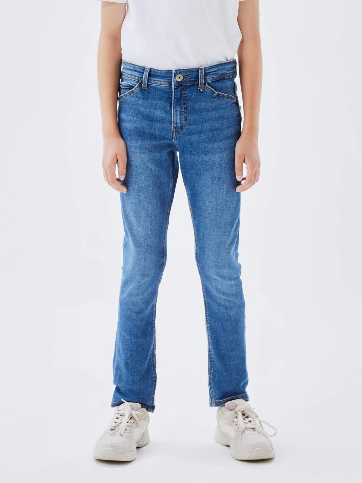 NAME IT Pantalon Pour Fille, Denim Bleu Médium, 128