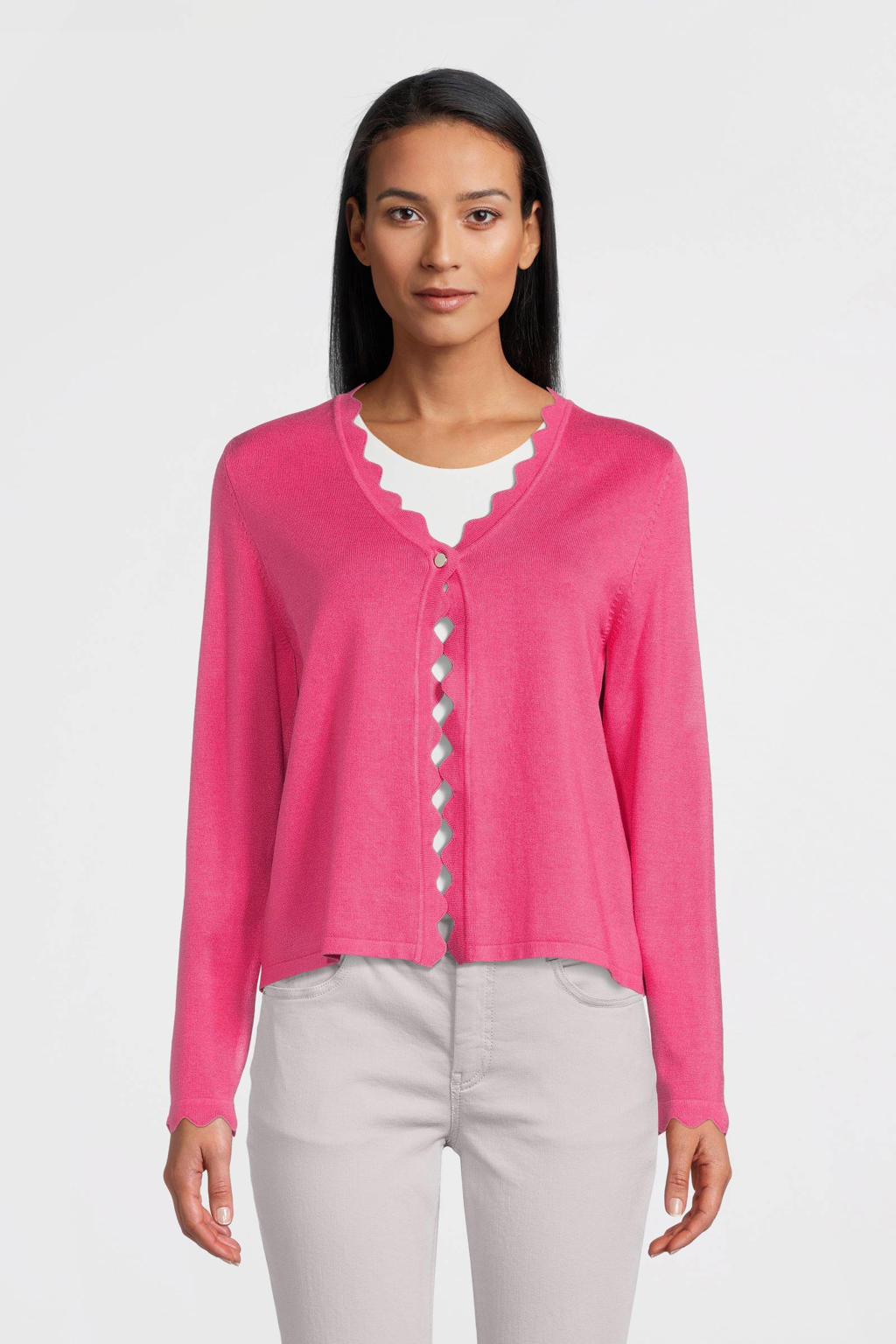 Betty Barclay ribgebreid vest fuchsia wehkamp
