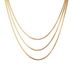 ketting Triple Layered Snake goudkleurig