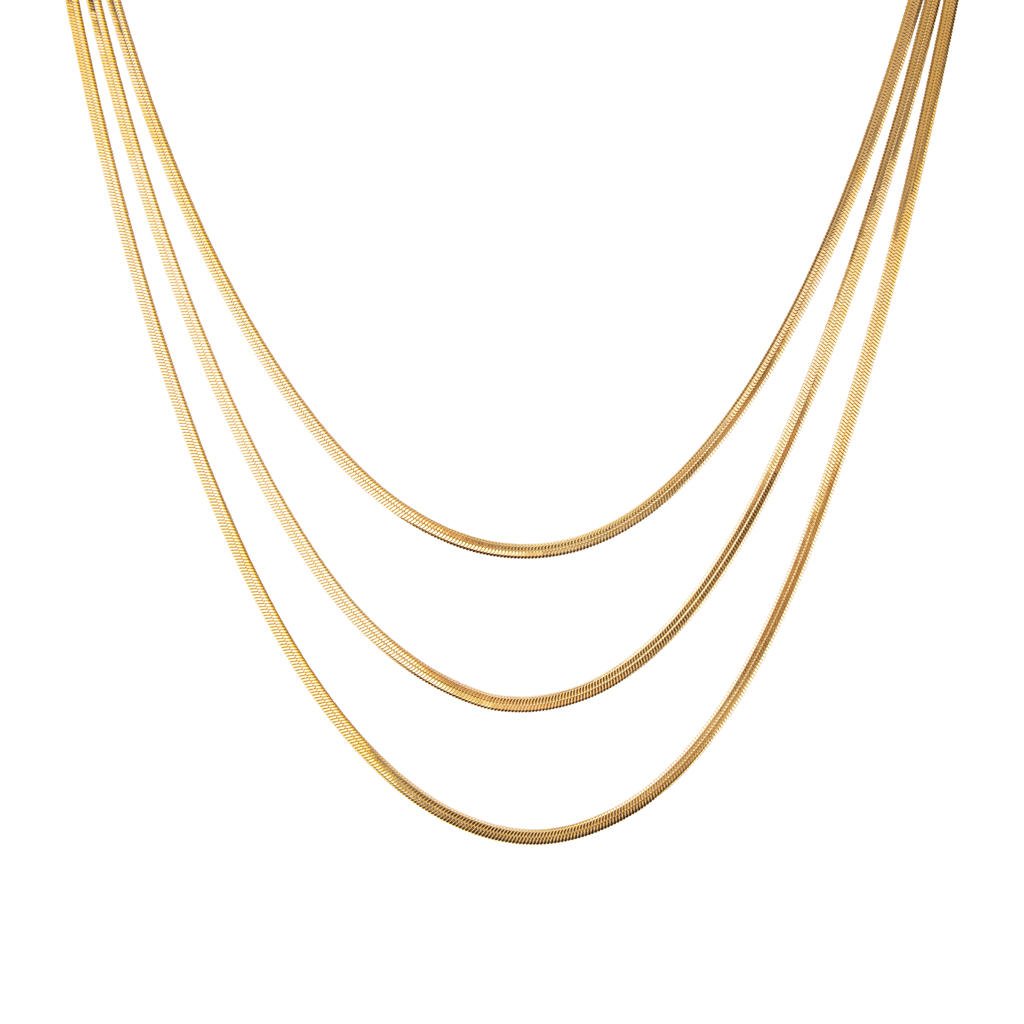 Club Manhattan ketting Triple Layered Snake goudkleurig