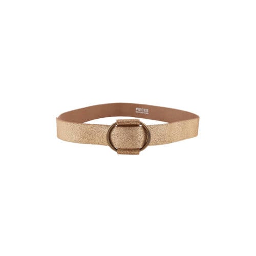 PIECES leren riem PCPILJA goudkleurig afbeelding