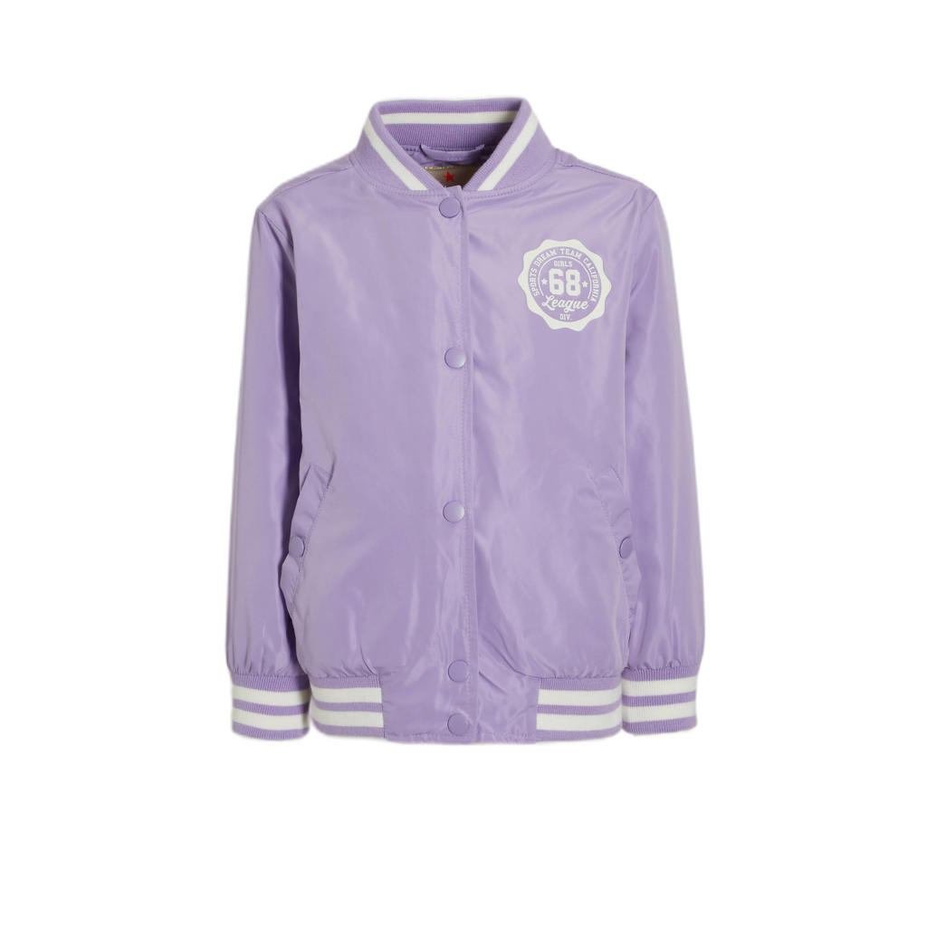 Lilakleurige meisjes Orange Stars baseball jacket Merle van polyester met printopdruk, lange mouwen, opstaande kraag en drukknoopsluiting