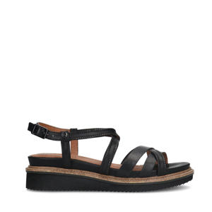   leren sandalen zwart