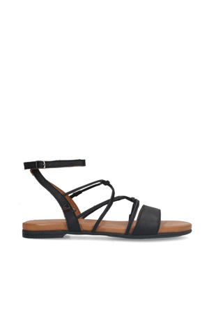   leren sandalen zwart