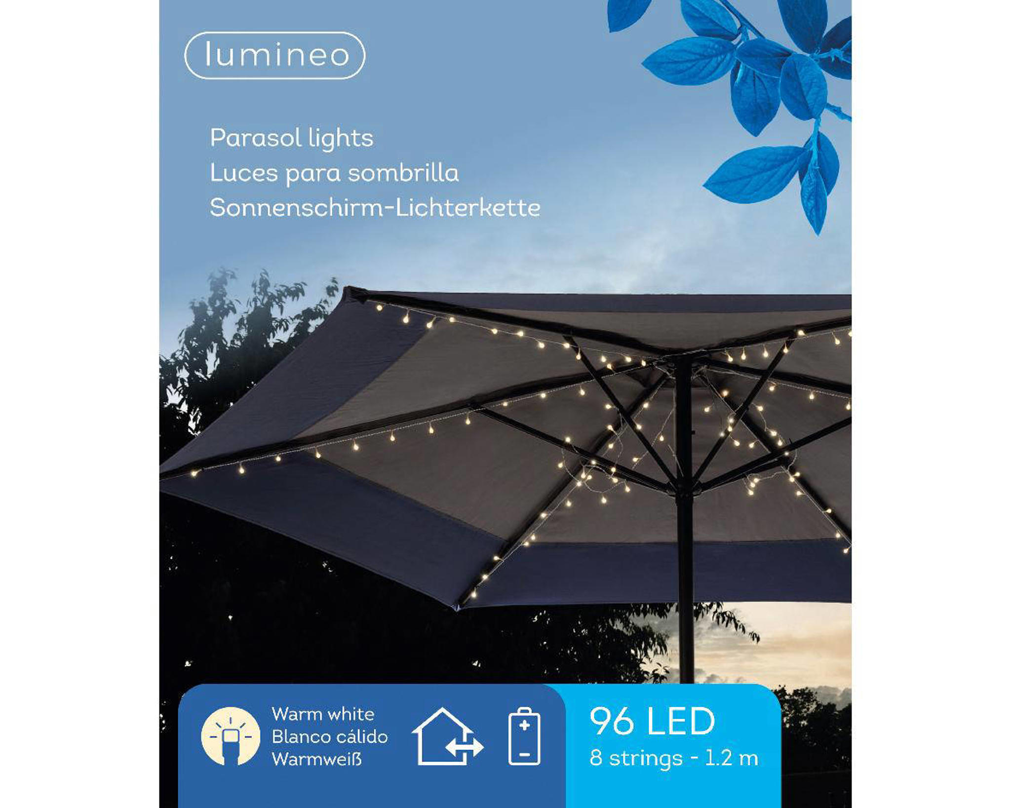 Lumineo LED parasol partylight buiten op batterij - Afbeelding 3